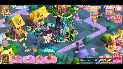 Mirror Universe Pony of Shadows watches Vampire Bat Fluttershy with great interest