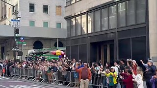 Hundreds of people line the streets of New York to see Donald Trump