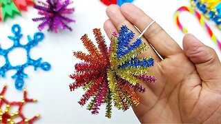 Pipe Cleaner Crafts For Christmas | Christmas Ball Making | Chenille Wire Crafts
