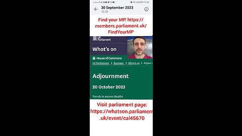 💥Ask Your MP To Attend Parlament Excess Death Debate 20/10/23 Please Share💥