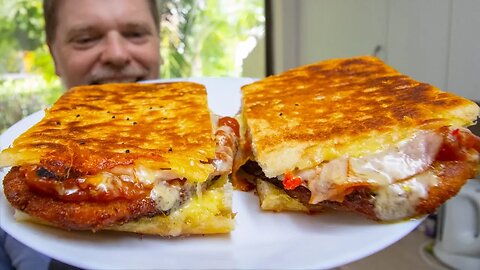 Budget Cheesy Salsa Chicken Schnitzel Toasted Sandwich - Greg's Kitchen