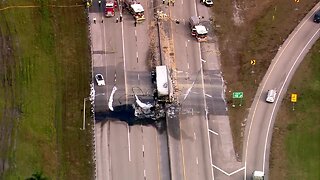 Tractor-trailer crashes, burns on Florida's Turnpike