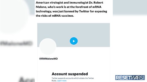 Dr. Robert Malone Suspended By Twitter