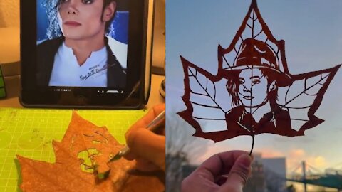 Artist makes Michael Jackson out of a leaf