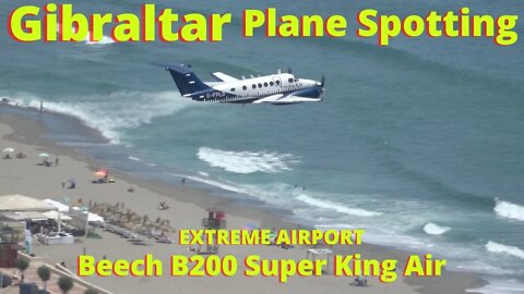 Beech B200 Super King Air; Taxi and Take off---PLANE SPOTTING GIBRALTAR, Extreme Airport, 4K