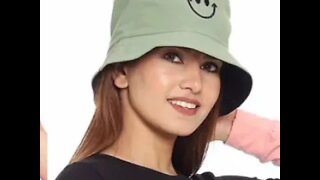 Unisex Smiley Embroidered Foldable Cotton Bucket Hat for Women and Men hat