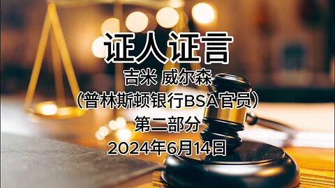 2024年6月14日郭文贵先生庭审检方第17位证人吉米·威尔森，普林斯顿银行BSA职员｜第二部分｜AI音频笔录中文朗读