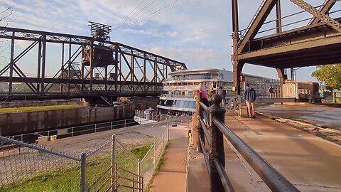 Viking Riverboat Locking Through at Lock and Dam 15 at Rock Island, Illinois