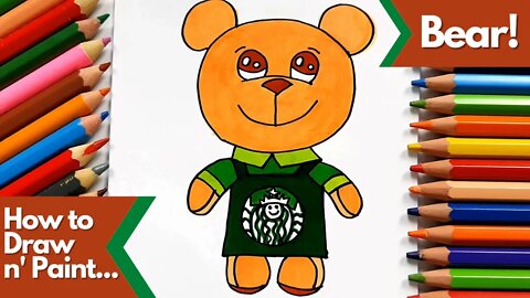 How to draw and paint Starbucks Bear Kawaii