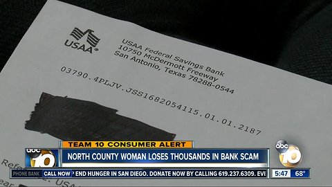 North County woman loses thousands in bank scam