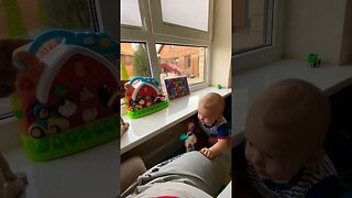 Cute Baby Playing With Toys And Cat