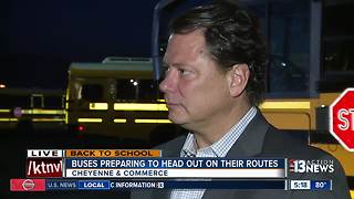Buses preparing to head out on first day of school in Clark County