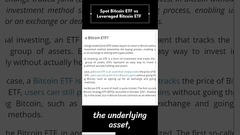 (Shorts) Differences Spot Bitcoin ETF vs Leveraged Bitcoin ETF