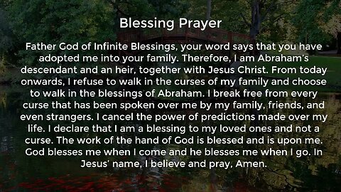 Blessing Prayer (Prayer for Breaking Generational Curses)