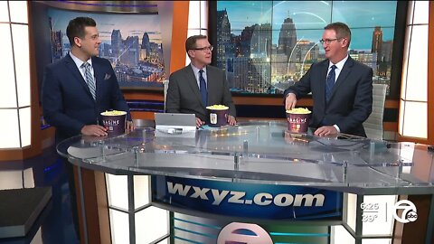 Emagine delivers popcorn to Brad Galli, Dave LewAllen, and Dave Rexroth for National Popcorn Day