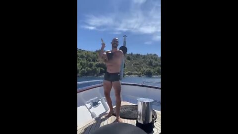 TATE PRACTICES WITH NUNCHUCKS ON YACHT