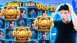 I ACCIDENTALLY SPUN IN A HUGE BONUS AND IT PAID!! MONEY TRAIN 3 BONUS BUYS!