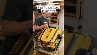 Creative flip top tool stand design! #woodworking #planer #shoporganization