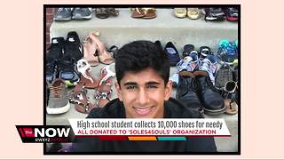 High school student collects 10,000 shoes for the needy