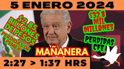 💩🐣👶 AMLITO | Mañanera *Viernes 05 de enero 2024* | El gansito veloz 3:21 a 1:45.