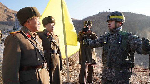 Soldiers From Both Koreas Cross DMZ For Historic Inspections
