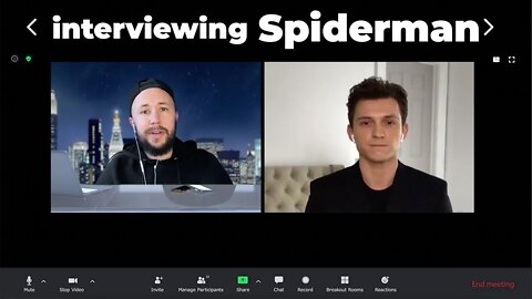 Doing a Zoom interview with Peter Parker (aka. Spiderman)