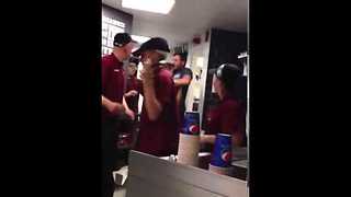 Crazy guy in KFC starts fight with staff!
