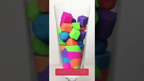 Colorful Cubes Drop and Squish Kinetic Sand Satisfying #shorts #oddly satisfying video #oddly