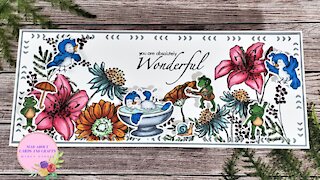 Whimsical Floral Slim Line Greeting Card
