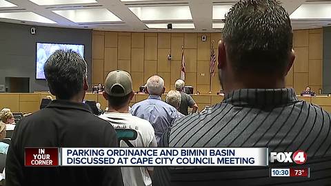 Parking ordinances and Bimini Basin project discussed at Cape Coral council