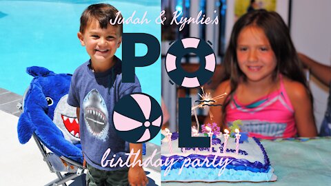 Our First Pool Party! | Judah (4) & Kynlie (7) | Shark Party!