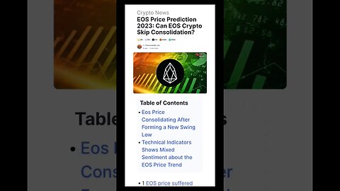 EOS Price Prediction 2023 | Can EOS Crypto Skip Consolidation? | EOS Crypto |