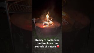Cooking Over Fire w/ Sounds of Nature #shorts #asmr