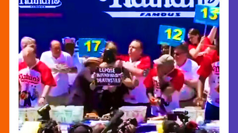 Protestor Infiltrates Hot Dog Eating Contest