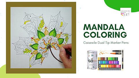 Mandala Coloring with Dual Tip Brush Markers by Caisexile