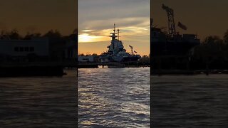 USS North Carolina Battleship At Sunset #shorts