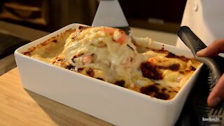 Camarones lasagna