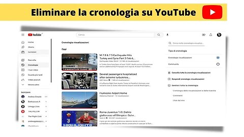 Eliminare la cronologia YouTube