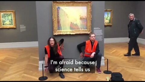 CLIMATE IDIOTS, NEW - Mashed potato attack on $110 million Monet painting in Potsdam, Germany.