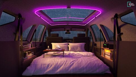 The sound of rain while camping in a comfortable and cozy car. Instantly fall asleep into deep sleep
