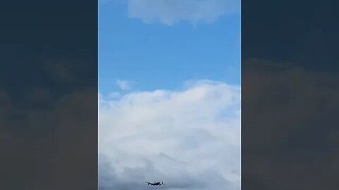 Lancaster bomber flying over RAF Scampton. 16/05/2023