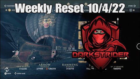 Assassin's Creed Odyssey- Weekly Reset 10/4/22