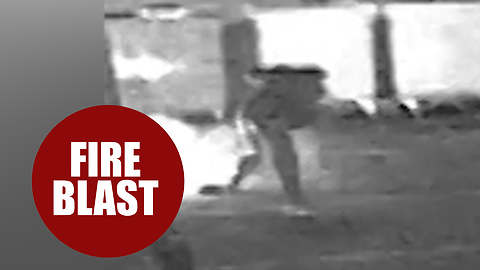 Shocking CCTV footage shows moment bungling burglar almost blew himself up