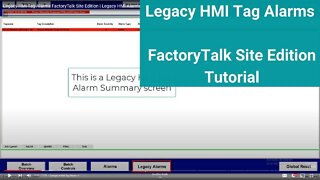 Legacy HMI Tag Alarms FactoryTalk Site Edition | Legacy HMI Alarms