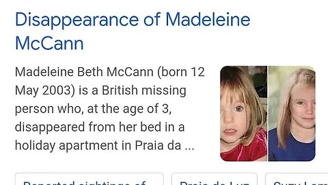 LEGENDARIC HISTORY Disappearance of Madeleine McCann Madeleine Beth McCann (born 12 May 2003) --