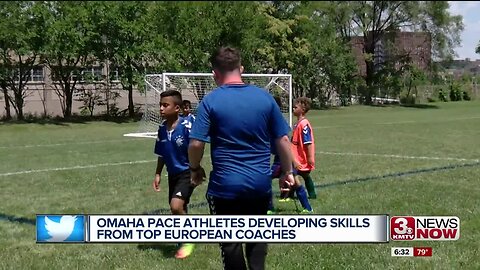 PACE athletes learning soccer skills from professional European coaches