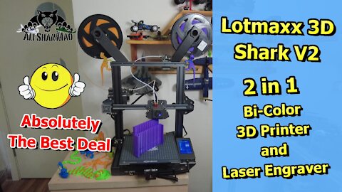 Lotmaxx 3D SC10 Shark V2 Bi-color 3D Printer Laser Engraver Review