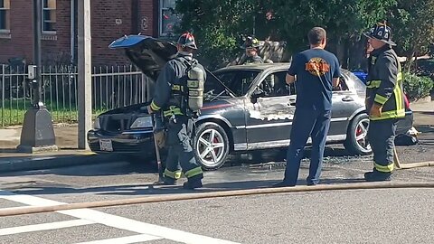 Boston fire department respond to a car fire on Humboldt Ave