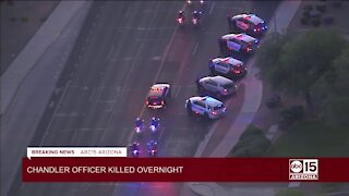 Police procession from Chandler after officer killed in pursuit incident