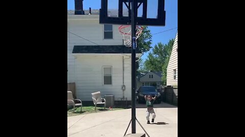 3-year-old Picks Up A Basketball And Makes A Shot With Ease